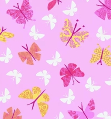 45" Flannel - Pink Bright Butterflies